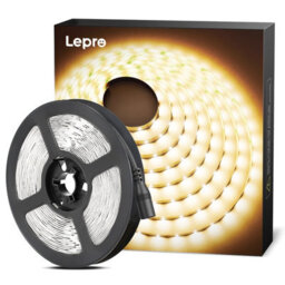 Lepro 12V Led Strip Light (No Power Plug), Warm White 3000K, 60 Leds/m, 5M 2300Lm - thumbnail 1