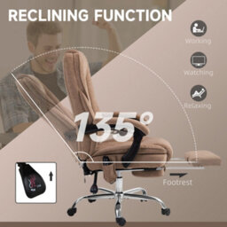 Vinsetto Massage Office Chair, Heated Reclining Desk Chair, Brown - thumbnail 6