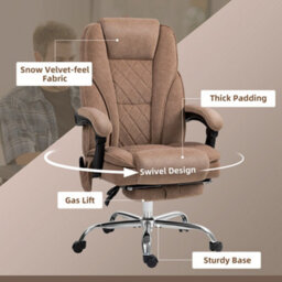 Vinsetto Massage Office Chair, Heated Reclining Desk Chair, Brown - thumbnail 7