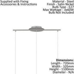 Elegant Satin Nickel Pendant Ceiling Light With White Glass Shade - thumbnail 2