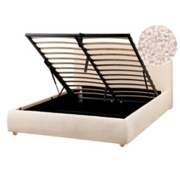 Beliani Ottoman Bed Boucle Blagnac 140 X 200 Cm (Eu Double) Light Beige - thumbnail 1
