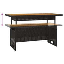 Vidaxl Garden Table Black 100X50X43/63 Cm Solid Wood Acacia&poly Rattan - thumbnail 5