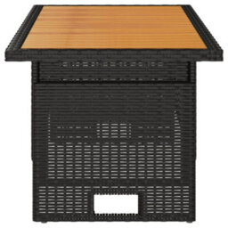 Vidaxl Garden Table Black 100X50X43/63 Cm Solid Wood Acacia&poly Rattan - thumbnail 4