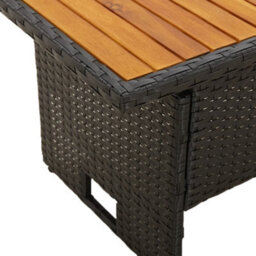 Vidaxl Garden Table Black 100X50X43/63 Cm Solid Wood Acacia&poly Rattan - thumbnail 6