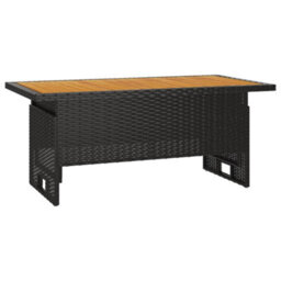 Vidaxl Garden Table Black 100X50X43/63 Cm Solid Wood Acacia&poly Rattan - thumbnail 1