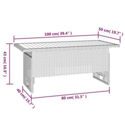 Vidaxl Garden Table Black 100X50X43/63 Cm Solid Wood Acacia&poly Rattan - thumbnail 3