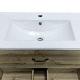 Teamson Home Single Bathroom Vanity With Integrated Square Sink And Two Drawers, Light Oak - 915 X 865 X 467 (mm) - thumbnail 8