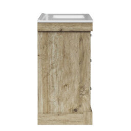 Teamson Home Single Bathroom Vanity With Integrated Square Sink And Two Drawers, Light Oak - 915 X 865 X 467 (mm) - thumbnail 4