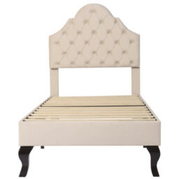 Btm Upholstered Bed 90X190 Slatted Frame Headboard Height-Adjustable Youth Bed Velvet Beige - thumbnail 7