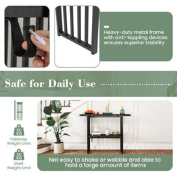 Costway 2-Tier Console Table White Faux Marble Sofa Table Modern Entryway Hallway Narrow Table - thumbnail 9