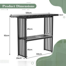Costway 2-Tier Console Table White Faux Marble Sofa Table Modern Entryway Hallway Narrow Table - thumbnail 3