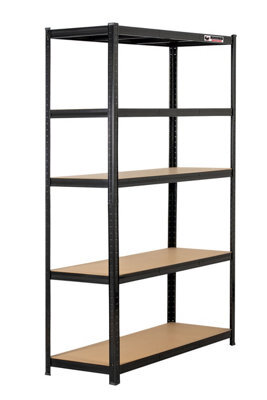 Rhino Racking 180 X 120 X 45Cm - Black - 5 Tier Boltless Heavy Duty Garage Shelving Unit - 1000Kg Load Weight - image 1