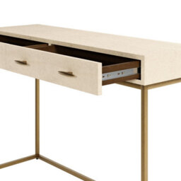 Wyld Haus Urbino Ivory Faux Shagreen Console Table With Antique Brass Frame And 4 Drawers - thumbnail 5