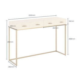 Wyld Haus Urbino Ivory Faux Shagreen Console Table With Antique Brass Frame And 4 Drawers - thumbnail 6