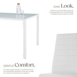Tectake Dining Table And Chairs Brandenburg - 6 Chairs & 1 Table, Faux Leather Cover - White/white - thumbnail 3