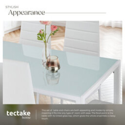 Tectake Dining Table And Chairs Brandenburg - 6 Chairs & 1 Table, Faux Leather Cover - White/white - thumbnail 5