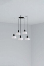 Luminosa Lighting Luminosa Tatawin Small Cluster Pendant Ceiling Light Black, Gloss White 5X E27