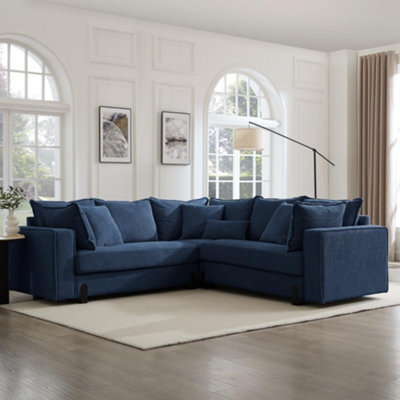 Home Detail Hayley Corner Sofa, Dark Blue Linen - image 1