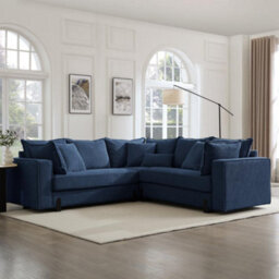 Home Detail Hayley Corner Sofa, Dark Blue Linen - thumbnail 1