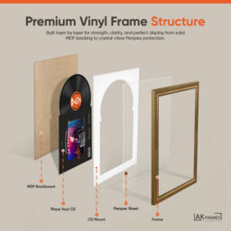 "AK Frames 25X17"" Gold Ornate Vinyl Record Frame With Ivory Mount For 12 Inch Lp Cover & Disc - Overlapped Design" - thumbnail 6