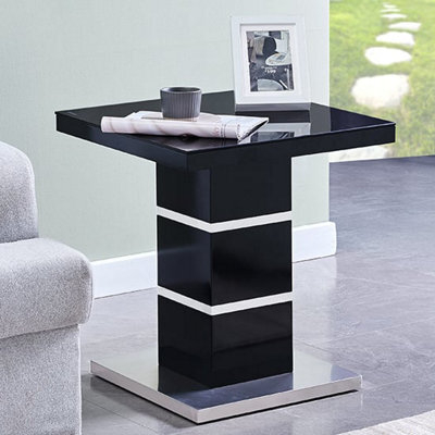 Furniture in Fashion Parini High Gloss Lamp Table In Black With Glass Top - image 1