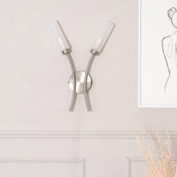 Valuelights Maya Pair - 2 Way Curved Brushed Chrome Wall Light Fitting For Living Room Lounge Hallway - Led Bulbs Included - thumbnail 5