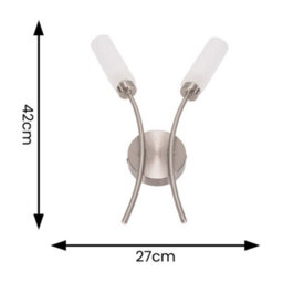 Valuelights Maya Pair - 2 Way Curved Brushed Chrome Wall Light Fitting For Living Room Lounge Hallway - Led Bulbs Included - thumbnail 6