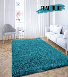 UETIAN Luxurious Shaggy Rugs Soft Extra Thick Area Rugs Heavy 5Cm Dense Pile For Living Room Bedroom Hallway (Teal Blue, 60 X 110Cm) - thumbnail 1