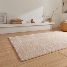 Cream Plain Shaggy 45mm Thick Stain-Resistant Rug For Bedroom, & Dining Room, Easy To Clean Modern Rug-120Cm X 170Cm - thumbnail 3