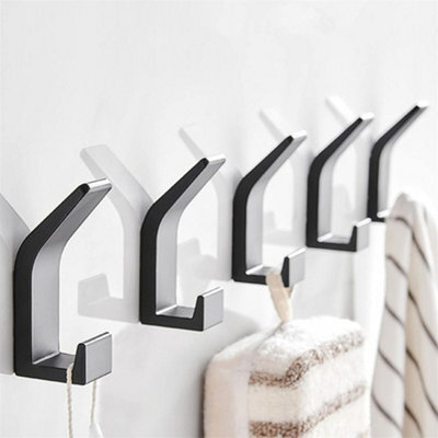 5 Pack Wall Hooks With Invisible Screws For Hanging Coats, Scarves And Handbags (Black) - image 1