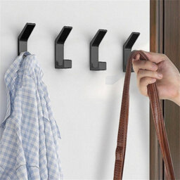 5 Pack Wall Hooks With Invisible Screws For Hanging Coats, Scarves And Handbags (Black) - thumbnail 2