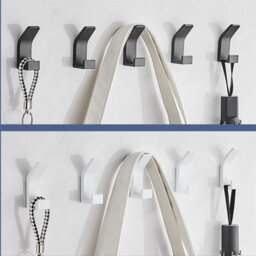 5 Pack Wall Hooks With Invisible Screws For Hanging Coats, Scarves And Handbags (Black) - thumbnail 4