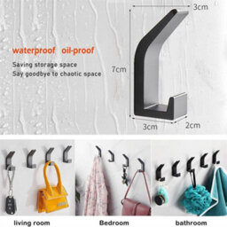 5 Pack Wall Hooks With Invisible Screws For Hanging Coats, Scarves And Handbags (Black) - thumbnail 5