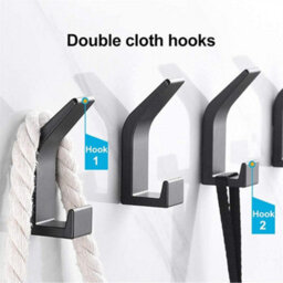 5 Pack Wall Hooks With Invisible Screws For Hanging Coats, Scarves And Handbags (Black) - thumbnail 9