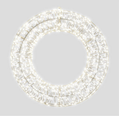 Xmas Haus 50X5Cm 2D White Metal Wreath With 720 Cool White Led - image 1