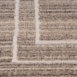Loomed Neutral Beige Distressed Striped Geo Border Soft Living Area Rug 120X170Cm - thumbnail 3