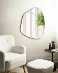 Beliani Wall Mirror Puteaux 70 Cm 92 Cm Metal Gold - thumbnail 2