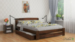 Nodax Small Double Bed Frame, F1, Solid Pine Wood, Easy Assembly, Sturdy Slats & Extra Support Legs, 4Ft, Walnut Finish - thumbnail 2
