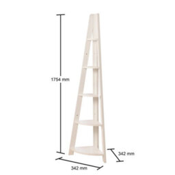 Ladder Corner Bookcase In White For Living Room - thumbnail 2