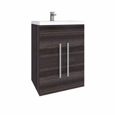 Rinse Bathrooms 600mm Floor Standing Vanity Unit With Basin Sink Cabinet Unit Bathroom Storage Units Grey Flat Pack - image 1