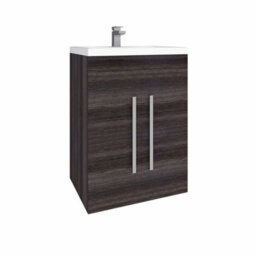 Rinse Bathrooms 600mm Floor Standing Vanity Unit With Basin Sink Cabinet Unit Bathroom Storage Units Grey Flat Pack
