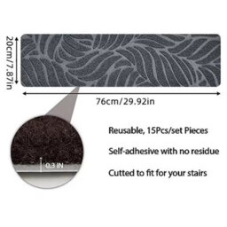 Non Slip Staircase Mat Stair Carpet Treads Stair Pads 15Pcs Rug Tread Safety F - thumbnail 2