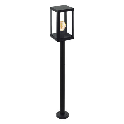 Stylish Ip44 Outdoor Bollard Light In Black Zinc Plated Steel With E27 Bulb Socket - image 1
