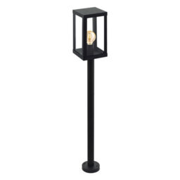 Stylish Ip44 Outdoor Bollard Light In Black Zinc Plated Steel With E27 Bulb Socket