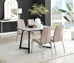 Furniturebox Uk Carson White Marble Effect Dining Table & 4 Cappuccino Isco Chairs - thumbnail 1
