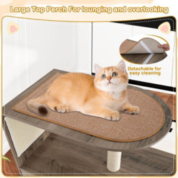 Costway Cat Tree 87Cm Tall Wooden Cat Tower With Litter Box Enclosure-Gray - thumbnail 7