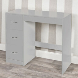 Urbn-Living Urbnliving Height 79.5Cm 3 Drawer Wooden Grey Carcass And Grey Drawers Bedroom Dressing Computer Work Table Desk Jewellery - thumbnail 1