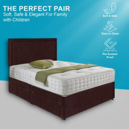 Dining Tables Seoul Matching Headboard Divan Set, 2 Drawer On Same Side With Sprung 1500 Comfort Mattress - Plush Velvet Mulburry - King - thumbnail 2