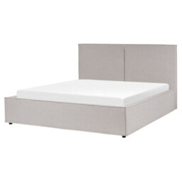 Beliani Ottoman Bed Fabric Moissac 160 X 200 Cm (Eu King Size) Light Grey - thumbnail 8