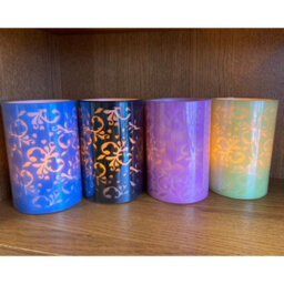 Flower Design Real Wax Led Candle - Battery Powered Handcrafted Faux Flameless Floral Pillar Candlelight - H15 X 10Cm, Black - thumbnail 2